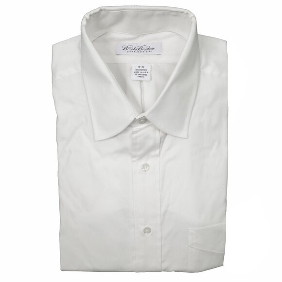 NEW Brooks Brothers Dress Shirt! 16 or 16.5 32 Off White Cutaway Collar USA Made